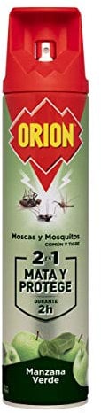 Orion - Insecticida en Aerosol 2en1 Mata y Protege contra Moscas y Mosquitos, Aroma Manzana - 600 ml