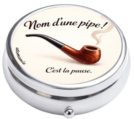 Cendrier de poche Nom d’une pipe vintage humoristique – Étanche anti odeur – Acier inoxydable – Porte clé amovible – Compact 5 cm 70 g – Cadeau homme humour rétro – Atomania