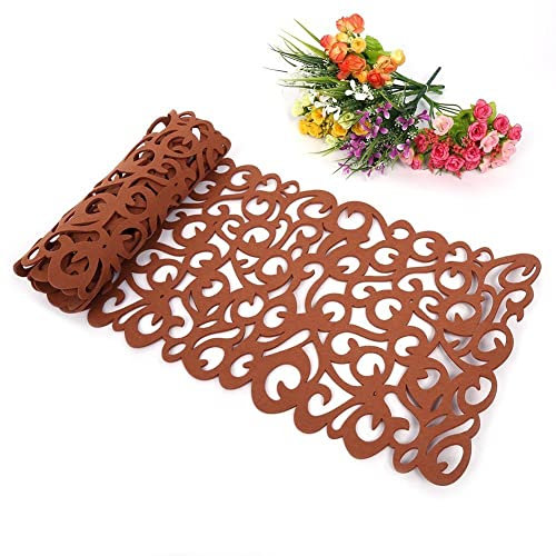 Filz Tischläufer Rechteckiger Hohl Filz für Esszimmer Tischdecke Mats Platzdeckchen Haushaltsdekoration Wärmeisolierende Tischläufer Kaffeefarben
