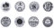 ETHNICITI 8 x Round Black & White Country House Style Ceramic Door Knobs Cupboard Drawers Cabinets Wardrobes Assorted Vintage Shabby Chic Kitchen Bedroom Living Room Furniture Dressers Pulls Handles