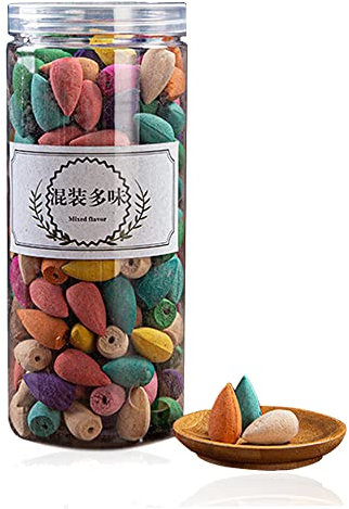 200Pcs Natur Rückfluss Räucherkegel,Backflow Incense Räucherkegel,Natur Räucherkegel,Sticks Backflow Räucherkerze, Natürliche Aromatische Räucherkegel für Heimduft Geburtstag Jubiläum Geschenk,Mix