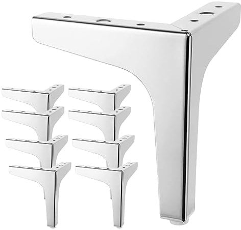 YOUNTHYE 8 Stück Möbelfüße, 15cm Schrankfüße, Silbrigfarbe Metall Dreieck Tischbeine, Füße im Eleganten Design, Möbelfüße für Schrank, Schubladen, Nachttisch, Sofa, Couchtisch, TV- Möbel