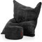 Green Bean Sitzsack + Pouf im Set - XXL Riesensitzsack mit passenden Fußhocker | EPS Füllung Bean Bag Bodenkissen Liegekissen Sitzkissen Indoor Drinnen Waschbar Schwarz