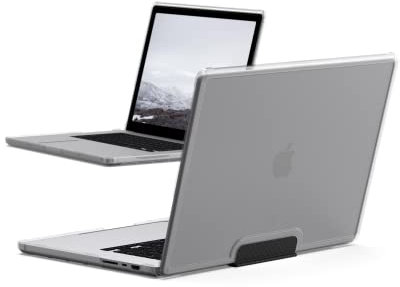 U by Urban Armor Gear [U] Lucent Case für Apple MacBook Pro 16 (2021) Hülle [Airsoft Ecken, Snap-On Installation, Freie Lüftungsschlitze, Sturzfest nach US-Militärstandard] Ice/schwarz (transparent)