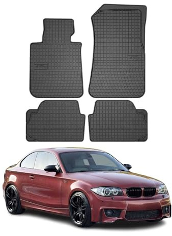 OMAC Gummi Fußmatten kompatibel mit BMW 1er E82 2tür 2007-2013 Automatten Gummi Schwarz 4X