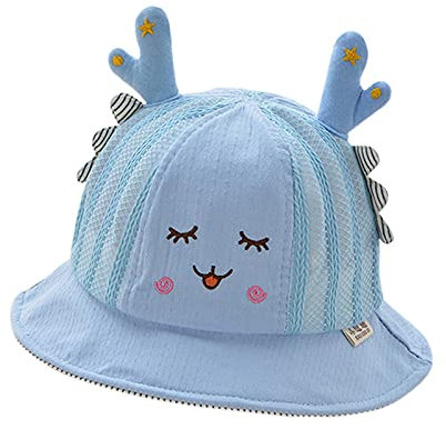 YYTA Hirsche 3D Eimer Sonnenschutz Jungen Comic-Hut-Kappe Mädchen Baby Säuglingsbabypflege Cap Baby Junge 3 Monate