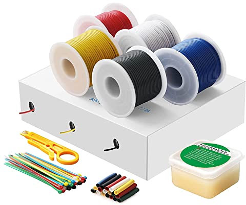 Electrical Wire-HuLuWa 0.82mm² 18 AWG PVC Electrical Wire 5 Colors(4 Meters/13Feet Each) Copper Wire Stranded Wire,Hook up Kit,for DIY