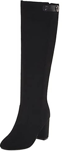 Diuniarza Stivali Alti Fino Al Ginocchio da Donna, Stivali da Vestito Tacco a Blocco Zip Punta Rotonda Boots Eleganti, 23651Dby Nero Numero 42 EU