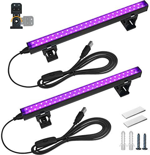 Barrina UV LED Tube Lumière Noire, 10W 28cm Lumiere Noire USB Alimenté, Lumières UV pour Halloween DJ Disco, Lumières Noires Réglables pour la Chambre à Coucher, 2
