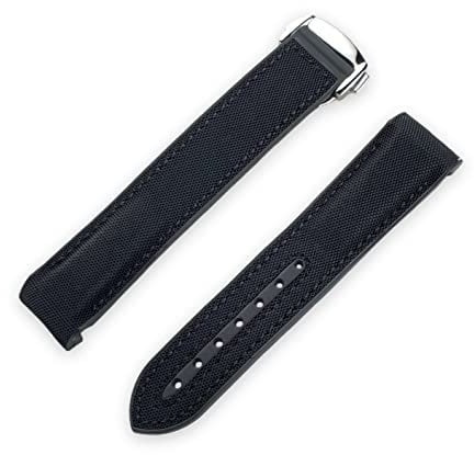 20mm Sailcloth Rubber Curved End Rubber Watch Strap Band Compatible With Omega Speedmaster Moonwatch Moonswatch