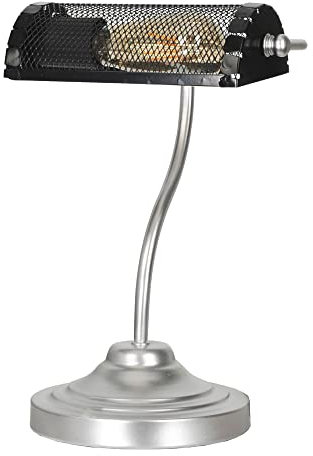 lux.pro Tischleuchte Ditton 1-flammig 37 x 26 x 26 cm Nachttischlampe für Flur Schlafzimmer aus Metall 1 x E27 Schlafzimmerlampe Silber/Schwarz