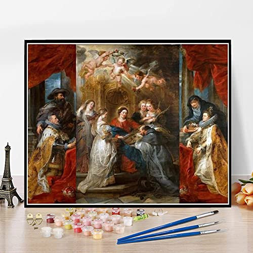 Kit de peinture par numéros pour adultes et enfants Le Triptyque de Saint Ildefonso Autel de Peter Paul Rubens Kit de peinture par numéro sur toile pour débutants