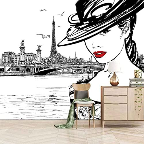 Mode Femme Papier Peint 3D Décoration Salon Décoration Murale Murale Chambre À Coucher 3D Papier Peint Coller Salon Le Mur Pour Chambre Murale- 140 (largeur) x 70 (hauteur) cm