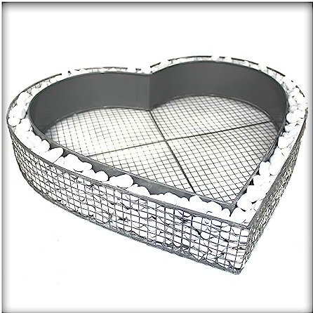 Herz Gitter XXL mit Trennblech und Kies Pflanzschale Grabschmuck Grabgestaltung Friedhof Pflanzherz 62x60x10 cm