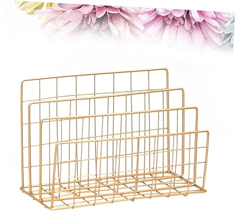 Ciieeo Portariviste in Ferro Battuto Oro da Scrivania Organizer Libri Ripiani Design Moderno Scaffale Multifunzionale per Ufficio Casa Bagno