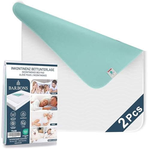 Barbons Inkontinenzunterlage waschbar Matratzenschutz 75x90 - wasserdichte Bett Inkontinenzauflage matratzenauflage Bettunterlage waschbar nässeschutz matratzenauflage (75x90 cm)