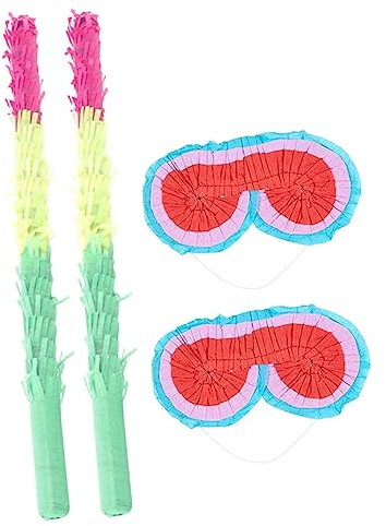 Warmhm 4 Stück Pinata Requisiten Pinata-Spielzeug Pinata-Stick und Augenbinde Kinderspielzeug Gläser Geburtstagsbrille Pinata Geburtstagsparty-Zubehör Konfetti Dekorationen die Hexe