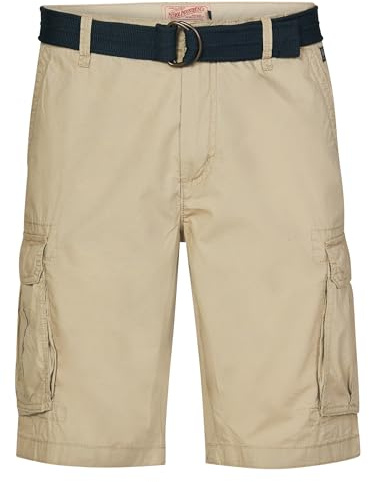 Petrol Industries Herren Cargo Shorts mit Gürtel - Herrenshorts - Kurze Hosen Baumwolle - Cargohose - Braun - XXXL