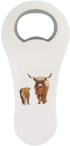 'Highland Cow with Calf ' Bottle Opener Fridge Magnet (BO00080606)