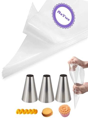 Douille à macaron avec sacs, #12 Embouts ronds pour macarons, poches de glaçage jetables de 30,5 cm pour glaçage et décoration de gâteaux