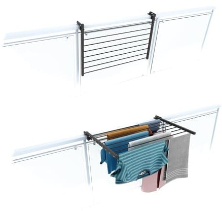 Foxydry, klappbarer Wäscheständer Duo für Außengeländer, strapazierfähig, aus Edelstahl und Aluminium, für Terrassen, Balkone und Geländer, Länge 82 cm (Anthrazit, 82 cm)