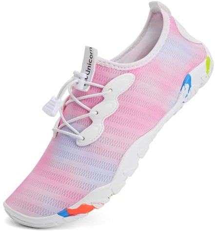 IceUnicorn Strandschuhe Badeschuhe Damen Herren Schwimmschuhe Aquaschuhe Sommer Schnell Trocknend Surfschuhe(509Rosa,38EU)
