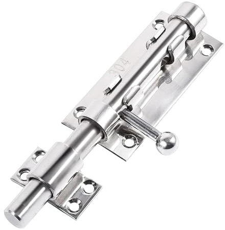 Schiebetürriegel mit Vorhängeschlossloch, Edelstahl 304, beidseitiger Schiebetürriegel, Türsicherheitsschloss, Durchmesser 12 mm, für alle Arten von Türen, Schranktüren und Badezimmern (200mm)