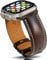 Leather Vintage Bracelet Compatible with Apple Watch Leather Band 38 mm 40 41 42 44 45 mm 49 mm, Replacement Straps for Men iwatch Ultra Series 9 8 7 6 5 4 3 (Coffe with Silver Buckle)