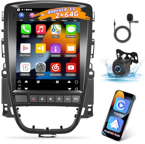 2G+64G Car Radio for Opel Astra J/Vauxhall Astra 2010-2014 (Not Support ECO), 9.7 inch Android Touch Screen Astra J Stereo, Carplay/Android Auto/Hi-Fi Audio/Bluetooth/WiFi