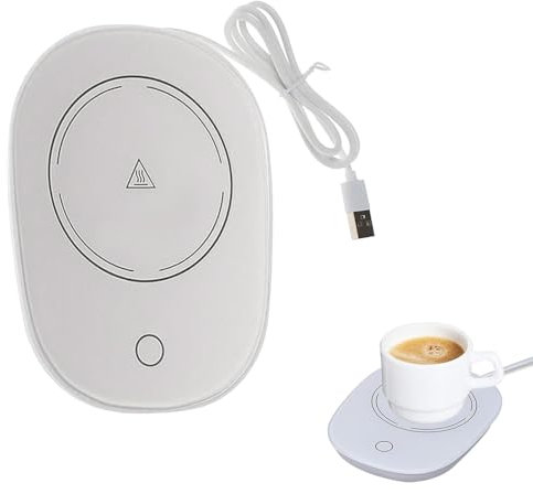 Calentador de Café,Calentador de Taza USB,Posavasos Eléctrico,Calentador de Posavasos USB,Calentador de Bebidas Portátil,Calentador de Leche USB,Posavasos Eléctrico,Blanco