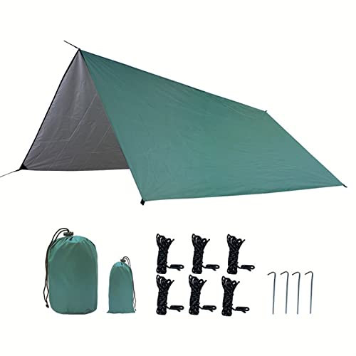 Outdoor-Camping-Hängematten-Plane, Zelt, wasserdicht, leicht, für Rucksackreisen, Wandern und Abenteuer-Camping (grün, 300 x 300 cm)
