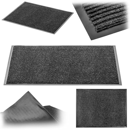 KADAX rutschfeste Schmutzfangmatte, Fußmatte für den Innen- und Außenbereich, Fußabtreter für Haustüren und Eingangsbereiche (Anthrazit, 60x80 cm)