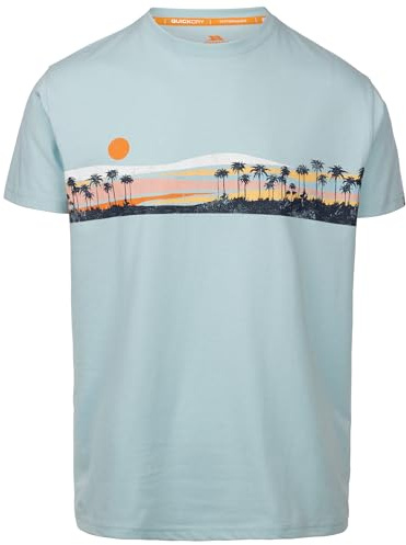 Trespass Men's Casual T-Shirt Marmion - Knitted Woven Casual Top for Men, 180gsm Cotton-Poly Blend Crew Neck Men's T-Shirt, Men's Tshirt with Printed Decal on Chest