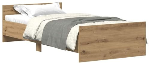 vidaXL Bettgestell ohne Matratze Artisan-Eiche 75x190 cm Holzwerkstoff, Schlafzimmermöbel, Schlafzimmerbett, Einzelbett, Bett, Bettrahmen, Lattenrost