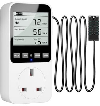 INKBIRDPLUS Hygrostat Thermostat Socket with Probe and Alarm Function, Temperature and Humidity Controller with Heating, Cooling, Humidification, Dehumidification Mode for Reptile, Incubator