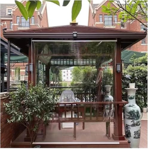 ZHENCHAO Transparentes PVC-Rollo für den Außenbereich, wasserdicht, Winddicht, für Fenster, Rollos für Pergola/Garten/Terrassentrennwand, 139,7 x 180,9 cm