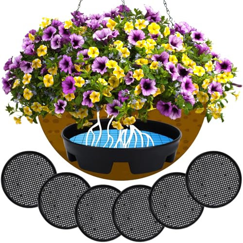 UPINS 6 Pcs Invisible Self Watering Planter, 6.7 Inches Insert Auto Plant Waterer Hanging Basket Planter Watering Devices Plastic Soil Water Retaining Drip Pan Saucer for Window Box Basket