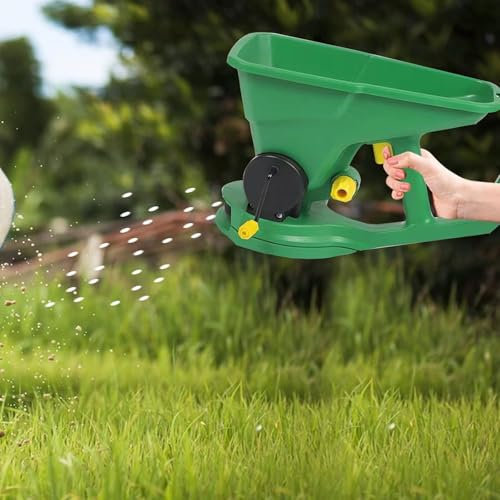 Spargi semi per prato manuale Capacità 1,5 l Portatili Spandisemi manuale a manovella Regolabile in 5 velocità Per giardini, prati, piccole aziende agricole, fertilizzanti Seminatrice a manovella