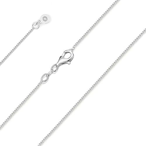 Einzelstück® Panzerkette Silberkette 1.1 mm - Damen Halskette 925 Sterling Silber - verschiedene Längen - Größenverstellbar 50cm - 47cm - 45 cm (Silber 50+5cm)