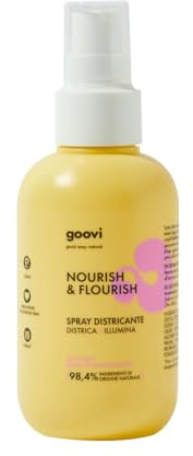 Goovi, Nourish and Flourish, Entwirrungsspray mit aufhellendem Effekt, nährende Formel ohne Ausspülen mit Avocado, Biotin und Aminosäuren, leichte Textur, verbessert die Kämmbarkeit, 150 ml