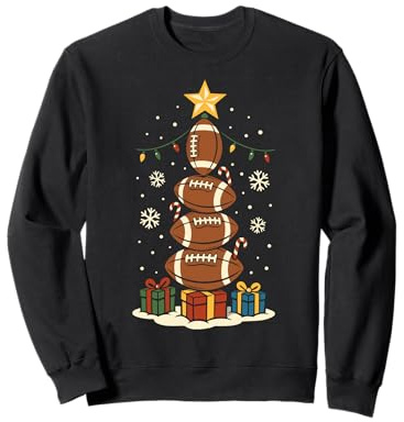 Weihnachten Football Baum Lustiges Wintermotiv mit Geschenke Sweatshirt