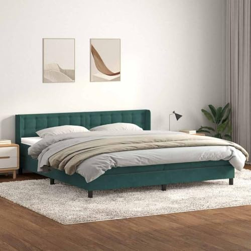 Ziaphsol Boxspringbett mit Matratze, Dunkelgrün 180x210 cm, Samtstoff, verstellbares Kopfteil, Taschenfederkern, für erholsamen Schlaf im Schlafzimmer