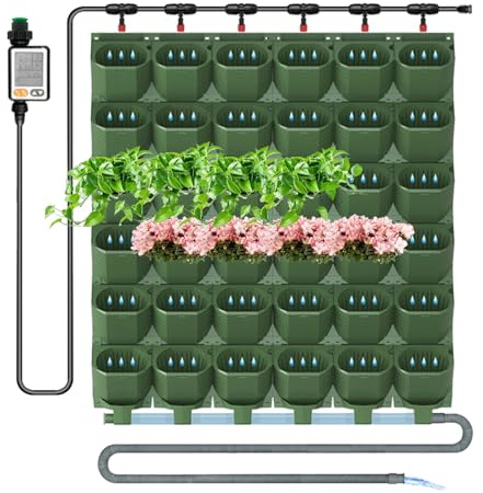 Fioriera verticale da parete con sistema di auto-irrigazione e timer, capacità di 36 vasi per coltivare ortaggi, frutta e fiori