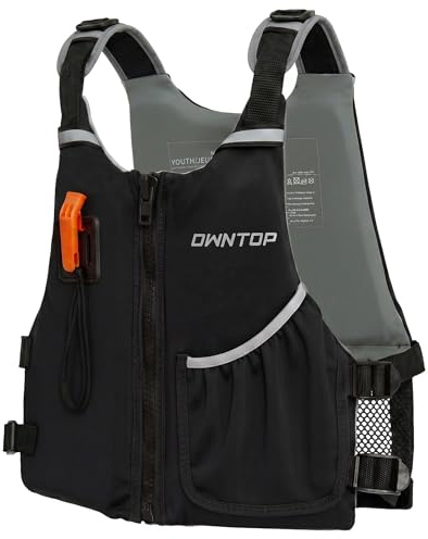 Owntop Junior Swim Vest for Kids 30-50kg, Buoyancy Aid with Whistle, Breathable Mesh Back & Pocket, Adjustable Neoprene Float Jacket for Kayaking, Canoeing & Swimming, Boys & Girls 6-13 Years