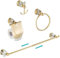 WINCASE Goldfarbenes Badezimmerzubehör, verstellbares Kristall-Handtuchstangen-Set, goldenes Hardware-Set, Handtuchringhalter, Papierhalter, Haken, Wandmontage