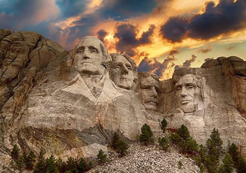 hansepuzzle 63817 - Mount Rushmore Nationaldenkmal Puzzle 130 Teile | Hintergründe Puzzle mit hochwertiger Puzzle Aufbewahrung: Kartonbox und wiederverschließbarem Beutel | Puzzle-Maße: 28,7 x 20 cm