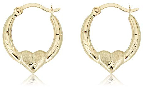 AVORA 10K Yellow Gold Heart Creole Hoop Earrings