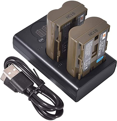 DSTE 2X BP-511 Ersatz Batterie + Duales USB-Ladegerät mit LCD-Display Kompatibel mit BP511 BP511A BP-511A und Canon EOS 10D,20Da,300D,30D,40D,50D,D30,D60,DM-MV100Xi,DM-MV430,DM-MV450,DM-MVX1i Kamera