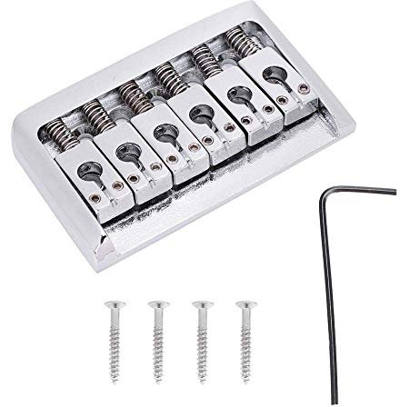 Alomejor Gitarre Brücke Metall 6 String Fixed Hardtail Bridge Set Ersatzteile für E-Gitarren(Silber)