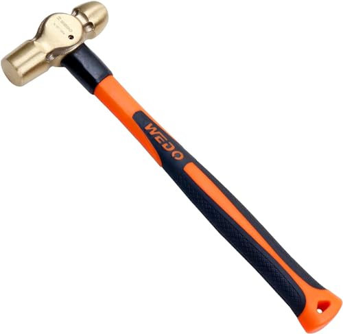 WEDO Martello rotondo da senza scintille,230g,Vetroresina Palla Pein Hammer,alluminio bronzo,lunghezza 280mm,Martello A Penna Tonda,Certificato BAM e FM,strumento hardware martello domestico